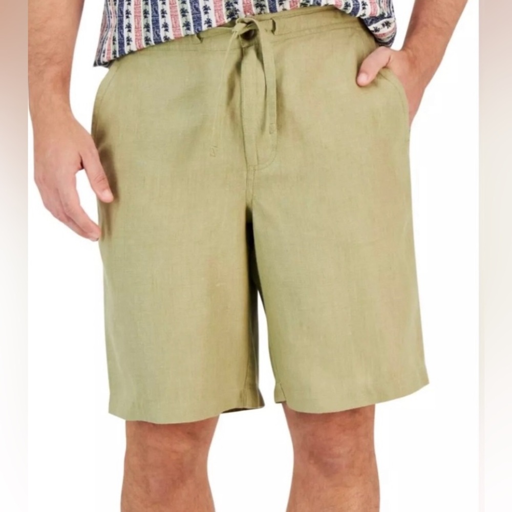CLUB ROOM MENS LINEN SHORTS 9” INSEAM CACTUS GARDEN
